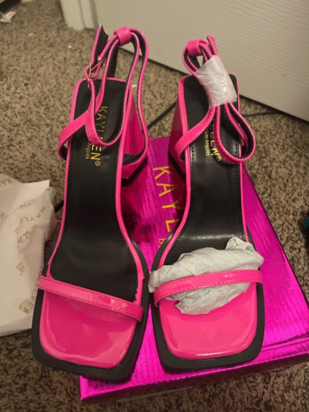 Hot pink patent heels